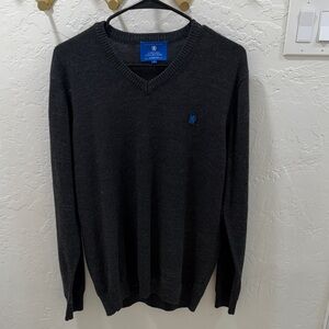 Chelsea Collection Men’s Dark Gray V-Neck Sweater - Large
